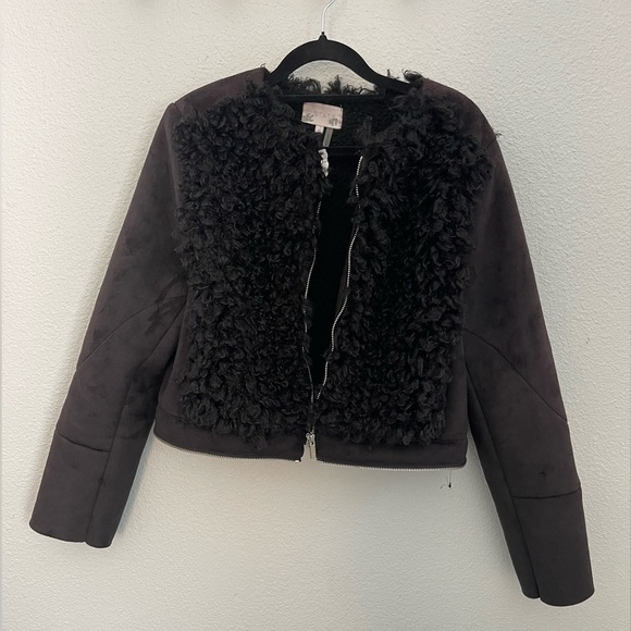 1. State Black, Teddy Jacket Fuzzy Texture, Medium, 2 in 1 Convertible Coat - Picture 13 of 16